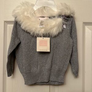 Janie and Jack PINK LABEL Sparkle Fur Sweater 6-12m